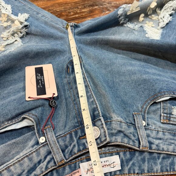 NEW Womens M Denim Blvd Jeans High Rise Wide Leg Distressed Floral 26 28 X 30 - Picture 6 of 7
